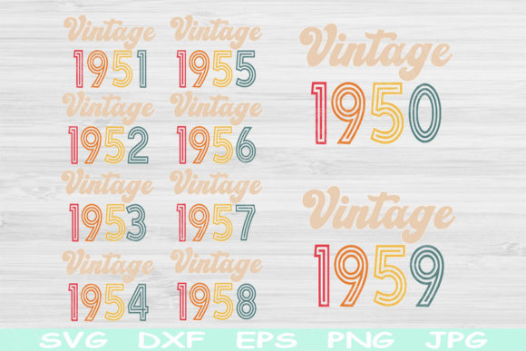 70th Birthday Svg, 1950-1959 Vintage Graphics