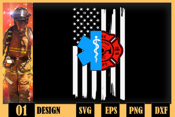 EMT Firefighter American Flag Distressed