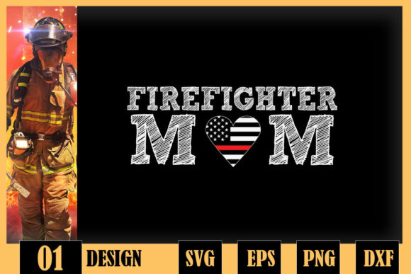 Firefighter Mom Thin Red Line Flag Graphics & Crafts