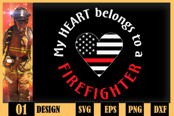 Firefighter Wife Thin Red Line Heart Graphics