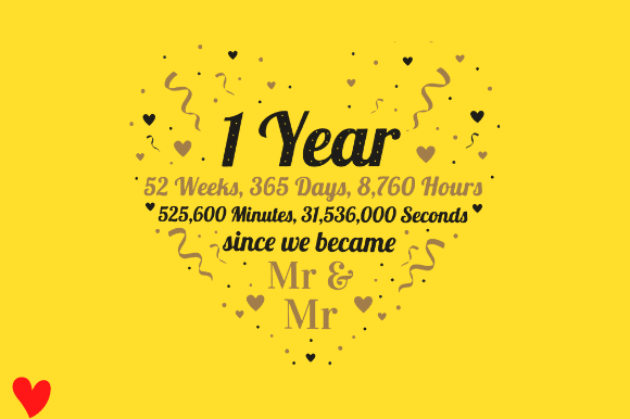 First Anniversary Love Couple Gift Graphics