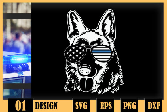 Police Officer Police Dog Thin Blue Line Graphics
