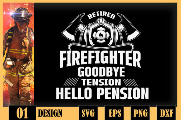 Retired Firefighter Thin Red Line Graphics and Crafts