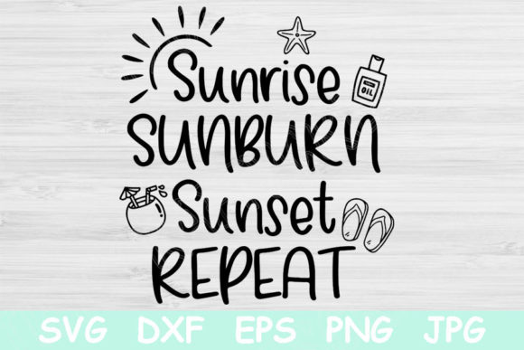 Sunrise Sunburn Sunset Repeat Svg Summer Graphics